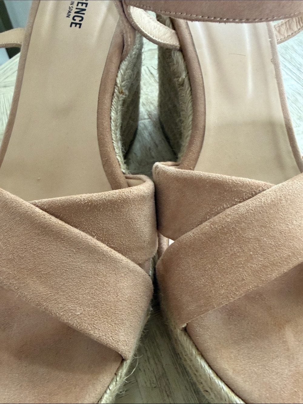 L'AGENCE Nude Blush Suede Espadrille Wedge Sandals - Picture 10 of 11
